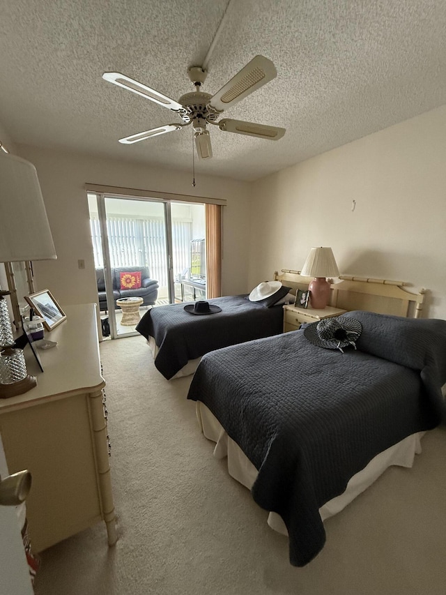 4022 Wolverton B, Boca Raton, FL 33434 - bedroom with a textured ceiling, carpet, and a ceiling fan