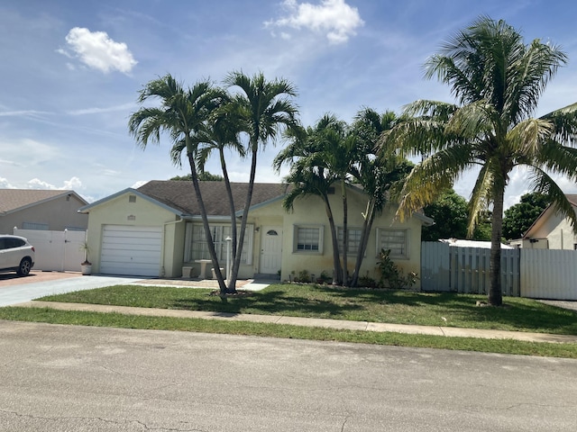 9165 SW 18th St, Boca Raton, FL 33428 - single story home with concrete driveway, an attached garage, stucco siding, and a gate