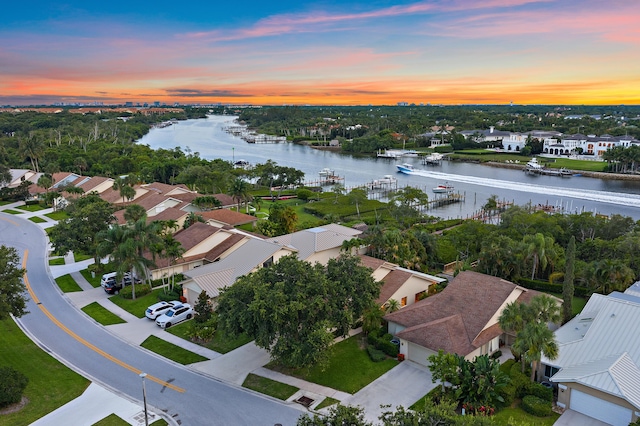 348 River Edge Rd, Jupiter, FL 33477 - aerial view at dusk of a water view and a residential view