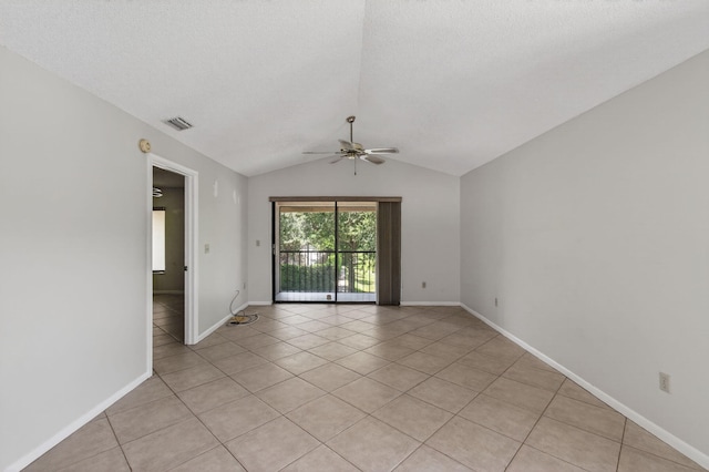 400 Club Cir Unit 201, Boca Raton, FL 33487 - unfurnished room with a ceiling fan, vaulted ceiling, and light tile patterned flooring