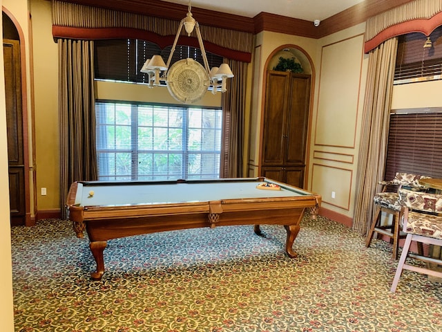 1100 Scotia Dr Unit 102, Hypoluxo, FL 33462 - rec room with carpet flooring, billiards, and arched walkways