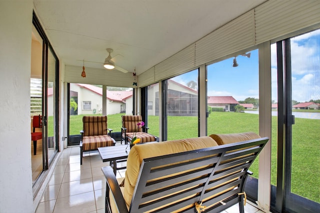 7585 Lexington Club Blvd Unit A, Delray Beach, FL 33446 - sunroom featuring ceiling fan