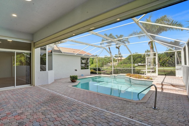 6809 Portside Dr, Boca Raton, FL 33496 - outdoor pool featuring a patio area and glass enclosure