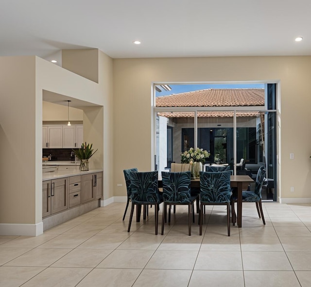 6809 Portside Dr, Boca Raton, FL 33496 - dining area featuring light tile patterned floors and recessed lighting