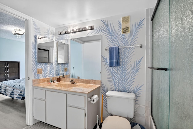 7290 Ashford Pl Unit 201, Delray Beach, FL 33446 - ensuite bathroom featuring vanity and bath / shower combo with glass door
