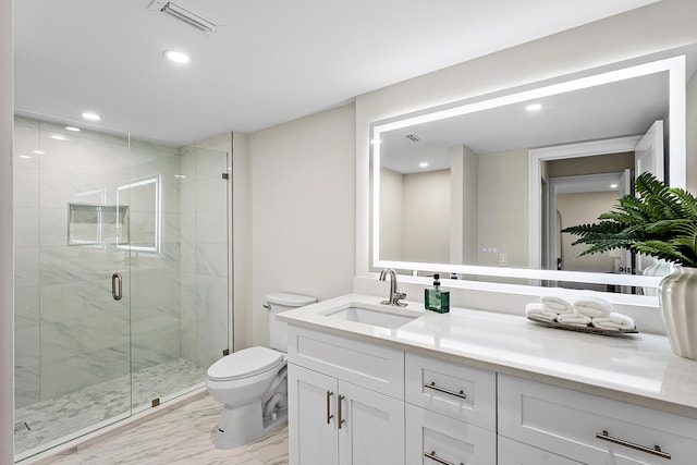 20 Southport Ln Unit D, Boynton Beach, FL 33436 - full bathroom with a shower stall, vanity, and recessed lighting
