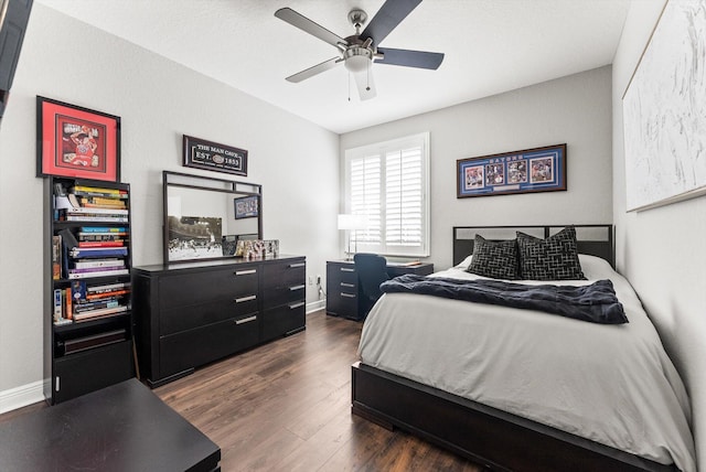 19335 Skyridge Cir, Boca Raton, FL 33498 - bedroom with dark wood finished floors and a ceiling fan