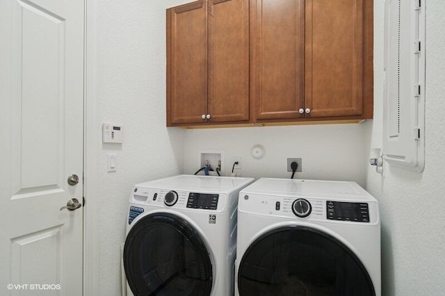 9155 SW Michele Way, Port Saint Lucie, FL 34987 - laundry area featuring cabinet space, washer and dryer, and electric panel