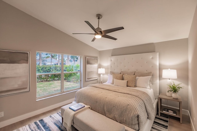 8008 Red Reef Ln, Boynton Beach, FL 33436 - bedroom with wood finished floors, vaulted ceiling, and ceiling fan