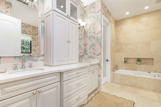 216 Summa St, West Palm Beach, FL 33405 - full bath featuring double vanity, a bath, and recessed lighting