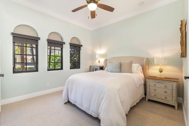 216 Summa St, West Palm Beach, FL 33405 - carpeted bedroom featuring crown molding and ceiling fan