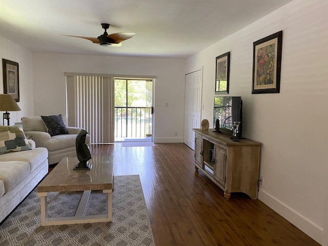 2975 SW 22nd Ave Unit 2010, Delray Beach, FL 33445 - living area featuring dark wood-type flooring and ceiling fan