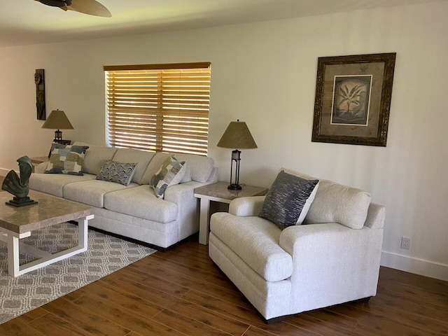 2975 SW 22nd Ave Unit 2010, Delray Beach, FL 33445 - living room with wood finished floors and ceiling fan