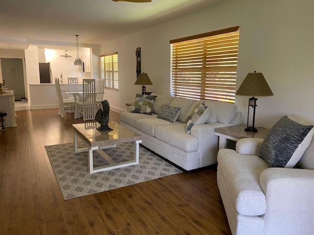 2975 SW 22nd Ave Unit 2010, Delray Beach, FL 33445 - living room with wood finished floors and a ceiling fan