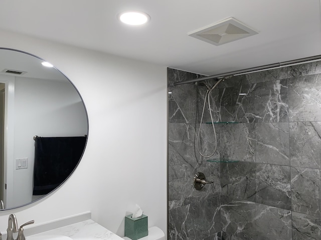 2975 SW 22nd Ave Unit 2010, Delray Beach, FL 33445 - bathroom featuring a marble finish shower and vanity