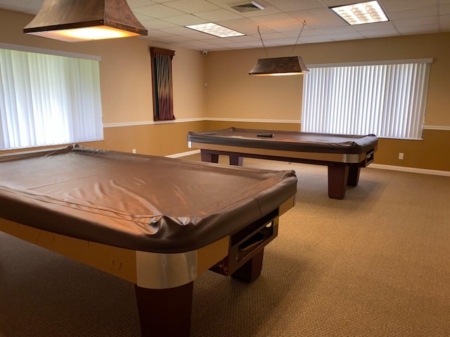2975 SW 22nd Ave Unit 2010, Delray Beach, FL 33445 - playroom with billiards, healthy amount of natural light, carpet floors, and a drop ceiling