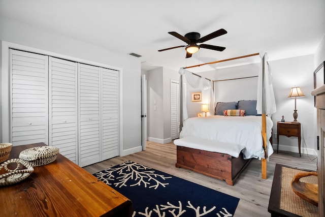 4931 SE Pompano Ter, Stuart, FL 34997 - bedroom featuring light wood-style floors and ceiling fan