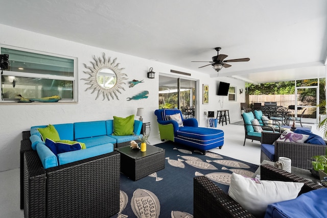 4931 SE Pompano Ter, Stuart, FL 34997 - view of patio / terrace featuring an outdoor living space and a ceiling fan