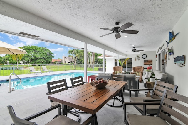 7197 Encina Ln, Boca Raton, FL 33433 - view of patio / terrace with a ceiling fan and outdoor dining space