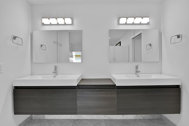7197 Encina Ln, Boca Raton, FL 33433 - bathroom with double vanity and marble finish floors