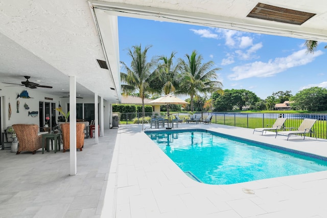 7197 Encina Ln, Boca Raton, FL 33433 - view of pool with a patio, ceiling fan, and outdoor dining area