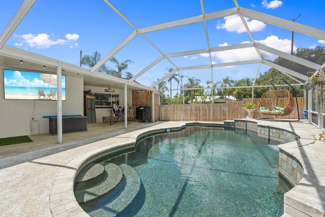 1400 Parkland Blvd, Fort Pierce, FL 34982 - view of pool with a patio area, a fenced backyard, and a lanai