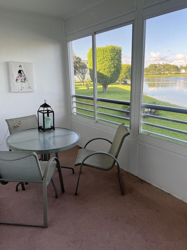 2072 Cornwall D, Boca Raton, FL 33434 - carpeted dining area featuring a water view