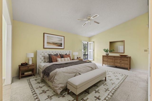 5623 SE Foxcross Pl, Stuart, FL 34997 - carpeted bedroom featuring lofted ceiling, a textured ceiling, and ceiling fan