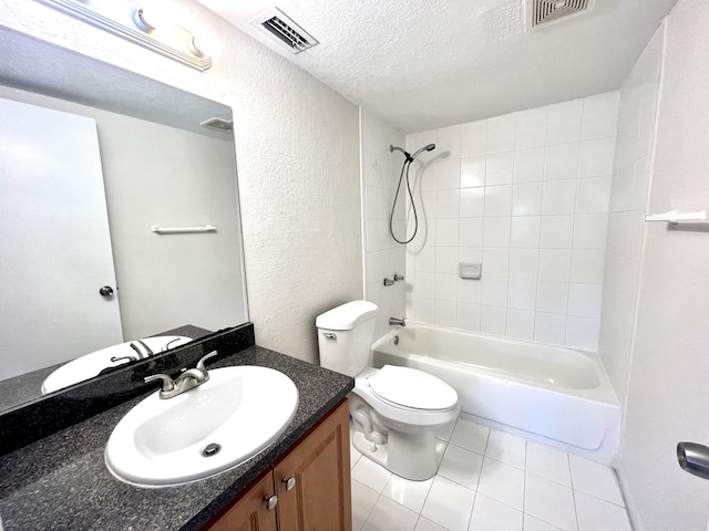 120 Sparrow Dr Unit 302, Royal Palm Beach, FL 33411 - full bathroom featuring vanity, a textured ceiling, tile patterned flooring, shower / tub combination, and a textured wall