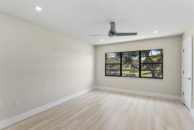 23 Stratford Dr Unit H, Boynton Beach, FL 33436 - unfurnished room with light wood finished floors, ceiling fan, and recessed lighting