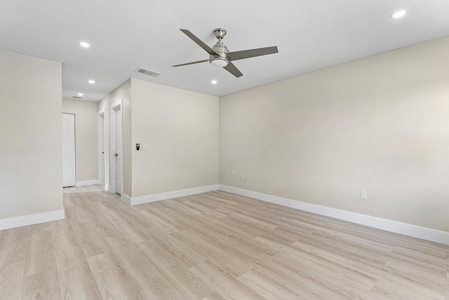 23 Stratford Dr Unit H, Boynton Beach, FL 33436 - unfurnished room with recessed lighting, ceiling fan, and light wood finished floors