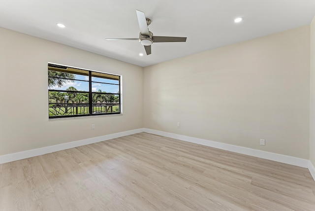 23 Stratford Dr Unit H, Boynton Beach, FL 33436 - empty room with light wood-style flooring, ceiling fan, and recessed lighting