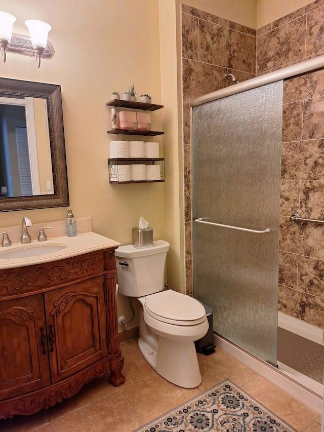 3172 N Greenleaf Cir, Boynton Beach, FL 33426 - full bath with a shower stall, vanity, and tile patterned flooring