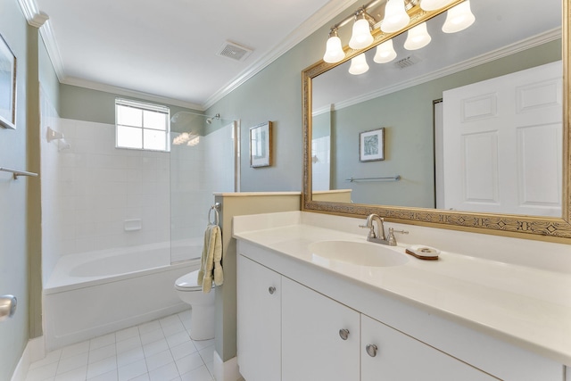 2218 Tuscany Way, Boynton Beach, FL 33435 - bathroom featuring tile patterned floors, vanity,  shower combination, and crown molding