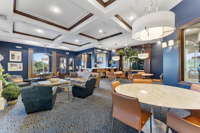2218 Tuscany Way, Boynton Beach, FL 33435 - community lobby with coffered ceiling, beamed ceiling, and crown molding
