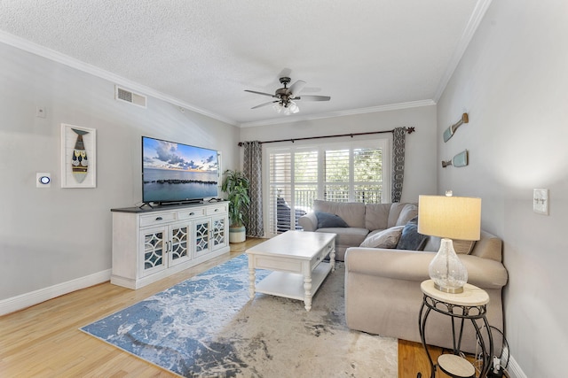 2218 Tuscany Way, Boynton Beach, FL 33435 - living room with ceiling fan, wood finished floors, and ornamental molding