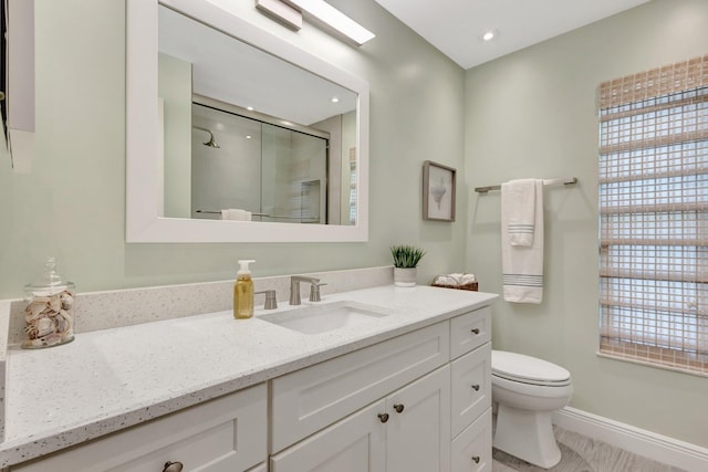 1434 SE Kirke Ln, Port Saint Lucie, FL 34983 - full bathroom with vanity, a shower with door, and recessed lighting
