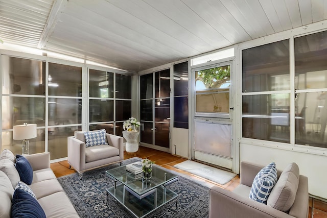 968 Sumter Rd W, West Palm Beach, FL 33415 - sunroom / solarium with outdoor lounge area, wood finished floors, and wooden ceiling