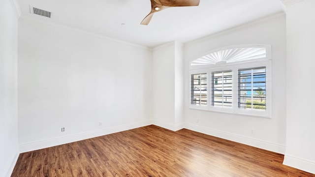 4917 Watersong Way, Fort Pierce, FL 34949 - unfurnished room with ornamental molding, wood finished floors, and ceiling fan