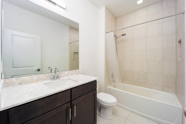 2571 SW Berry Park Cir, Palm City, FL 34990 - bathroom featuring vanity, shower / tub combo, and tile patterned floors