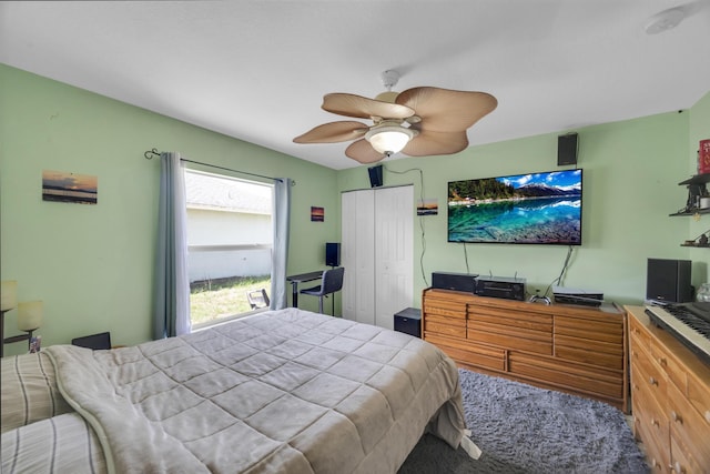 3982 SW Kabane St, Port Saint Lucie, FL 34953 - carpeted bedroom with a closet and ceiling fan