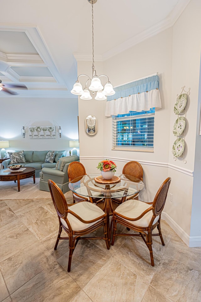 5927 NW Favian Ave, Port Saint Lucie, FL 34986 - dining area featuring crown molding and a chandelier