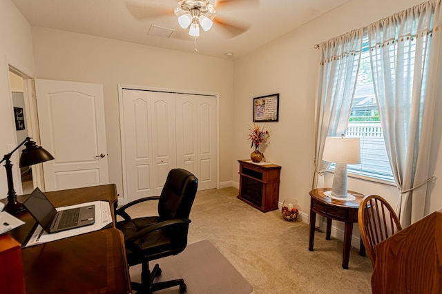 5927 NW Favian Ave, Port Saint Lucie, FL 34986 - home office featuring light carpet and a ceiling fan