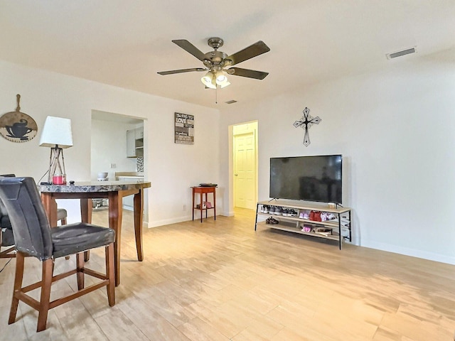1206 Crestwood Blvd, Lake Worth, FL 33460 - living room with ceiling fan and light wood-type flooring