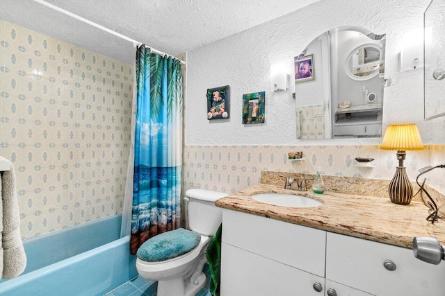 1124 NW 13th St Unit 204A, Boca Raton, FL 33486 - bathroom featuring vanity, a textured ceiling, and shower / bath combination with curtain