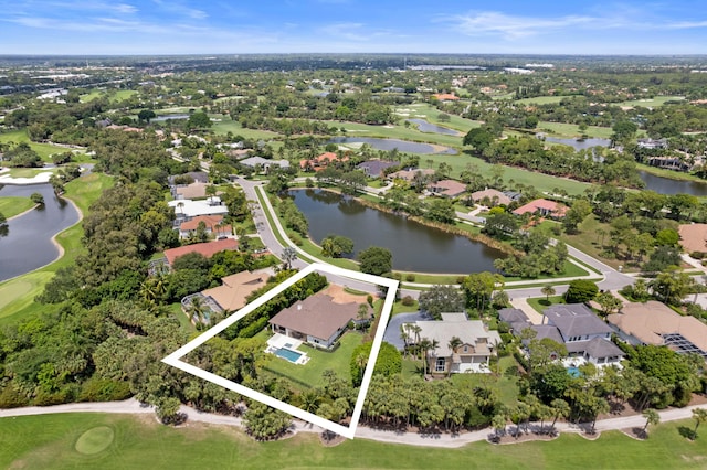 1257 Breakers W Blvd, West Palm Beach, FL 33411 - aerial view of property's location with property parcel outlined and nearby suburban area
