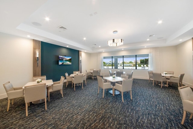 14511 Three Ponds Trl, Delray Beach, FL 33446 - carpeted dining room featuring a raised ceiling and recessed lighting