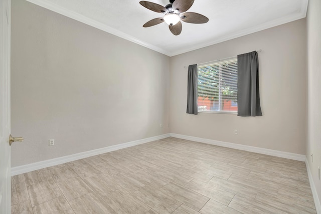 40 SE Sedona Cir Unit 104, Stuart, FL 34994 - unfurnished room with ceiling fan, crown molding, and light wood finished floors
