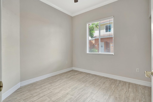 40 SE Sedona Cir Unit 104, Stuart, FL 34994 - empty room featuring crown molding, ceiling fan, and light wood-style flooring