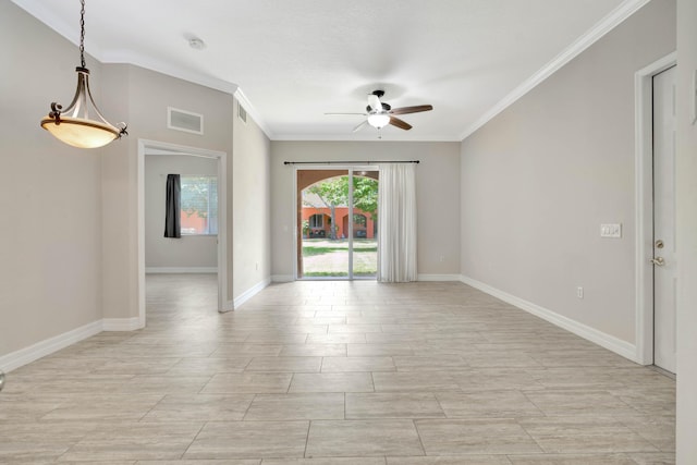 40 SE Sedona Cir Unit 104, Stuart, FL 34994 - empty room with ceiling fan, ornamental molding, and a smoke detector